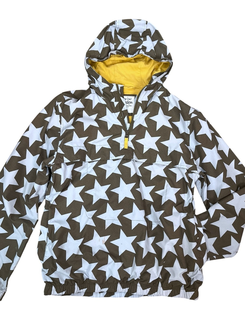 Mini Boden Star Print Pullover Windbreaker Jacket Kids 13-14 Yrs 1/4 Zip Hooded